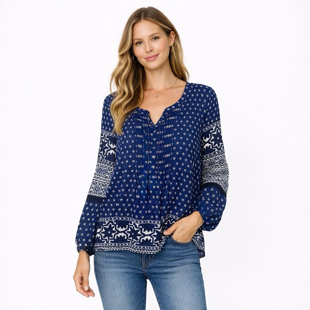 [Lucky Brand] Blue Printed Top